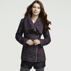 Cole Haan Purple Boucle Herringbone Coat Size 4